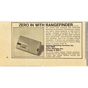 Equinox Marketing Rangefinder "Optical tape measure" Playboy Vintage Print Ad